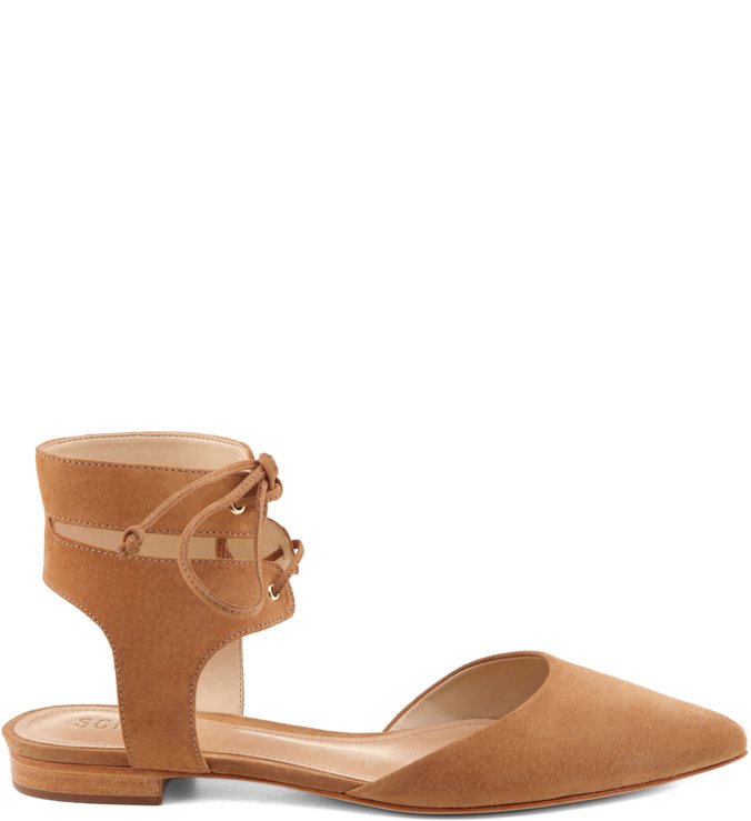 Flat Lace Up Camel