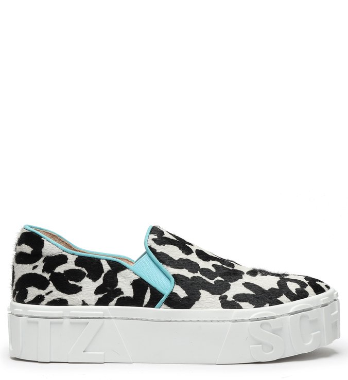 Tênis Slip On Mauli Leopard Preto E Branco