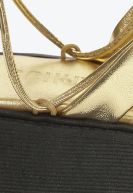 Sandália Papete Metalizada Amarração Dourada