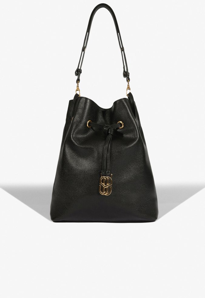 Bolsa Tiracolo Grande Bucket Easy Couro Preta