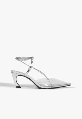 Scarpin Elvyra Mid Vinil Prateado