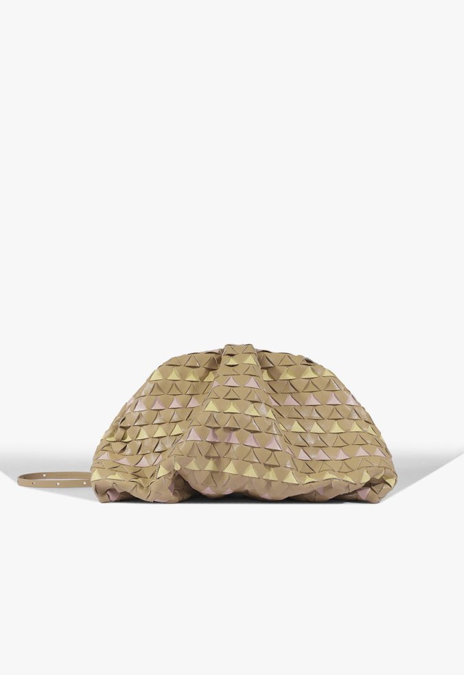 Bolsa Clutch Maxi Pouch Rebecca Multicolor Grande Couro