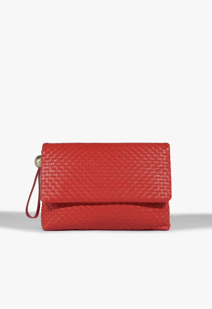 Bolsa Clutch Grande Couro Tressê Vermelha