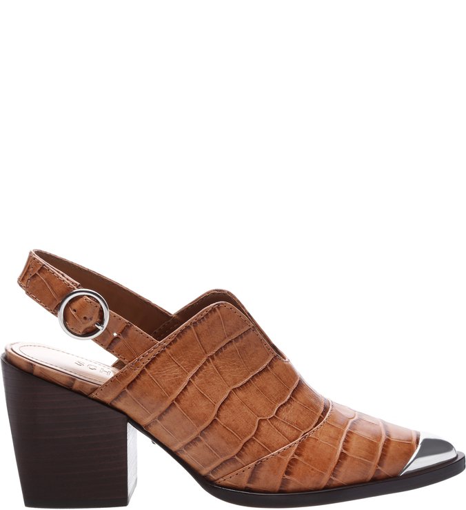 Bota Salto Bloco Croco Marrom