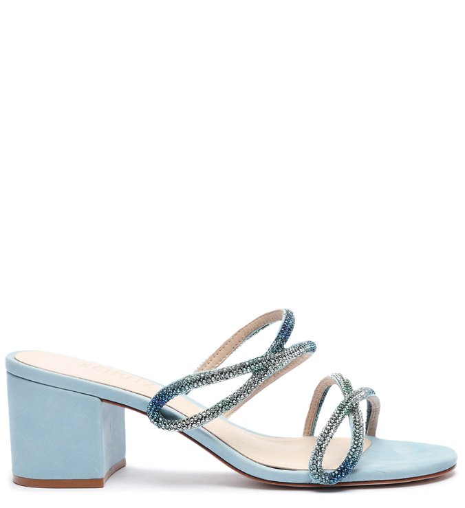Sandália Mule Block Heel Glam Blue