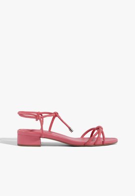 Sandália Kate Low Salto Bloco Amarração Rosa