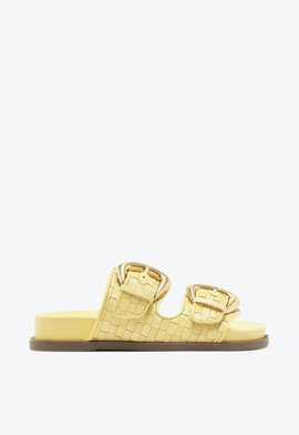 Papete Casual Flats Couro Amarela