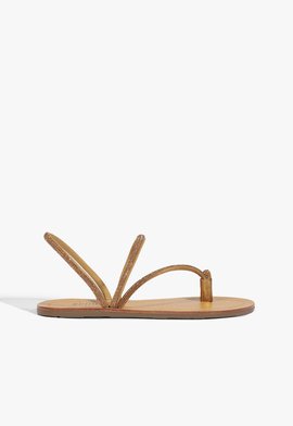 Sandália Rasteira Tiras Cruzadas Marrom