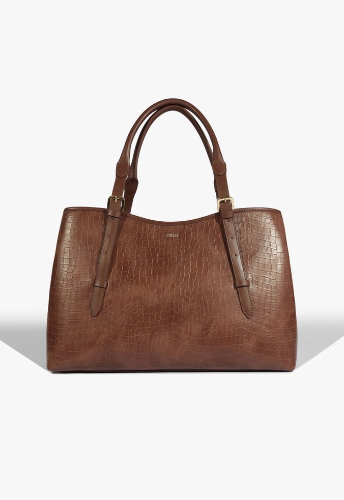 Bolsa Tote Grande Maeve Croco Marrom