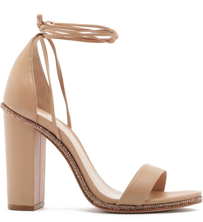 Sandália Salto Grosso Lace-Up Glam Neutral Sandália Salto Grosso Lace-Up Glam Neutral