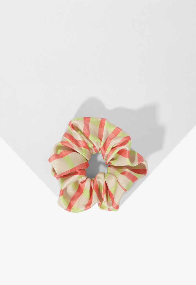 Scrunchie Cabelo Tecido Listras Laranja