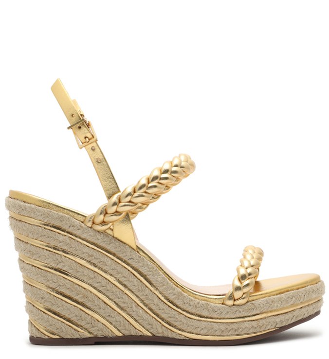 Sandália Anabela Braid Corda Gold