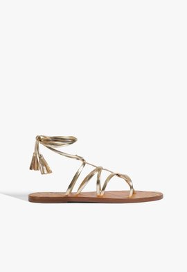 Sandália Rasteira Tirinhas Dourada