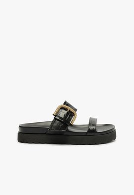 Sandália Papete Metal Buckle Preto