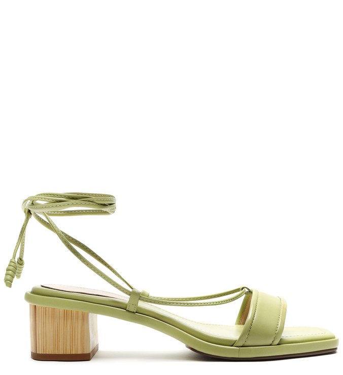 Sandália Bambu Salto Bloco Strings Verde