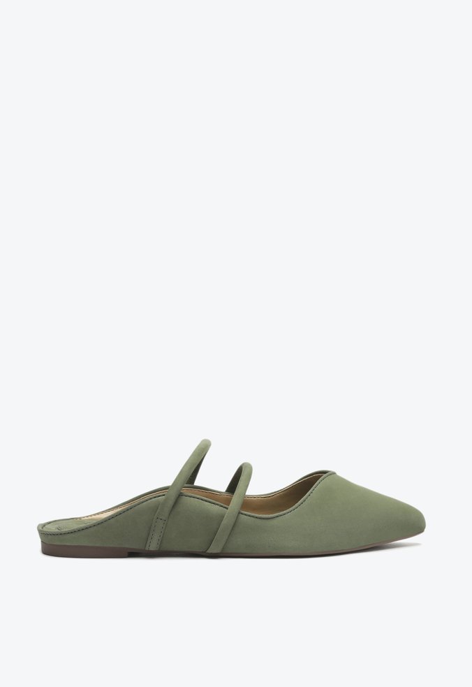 Sapato Mule Bico Fino Camurça Verde