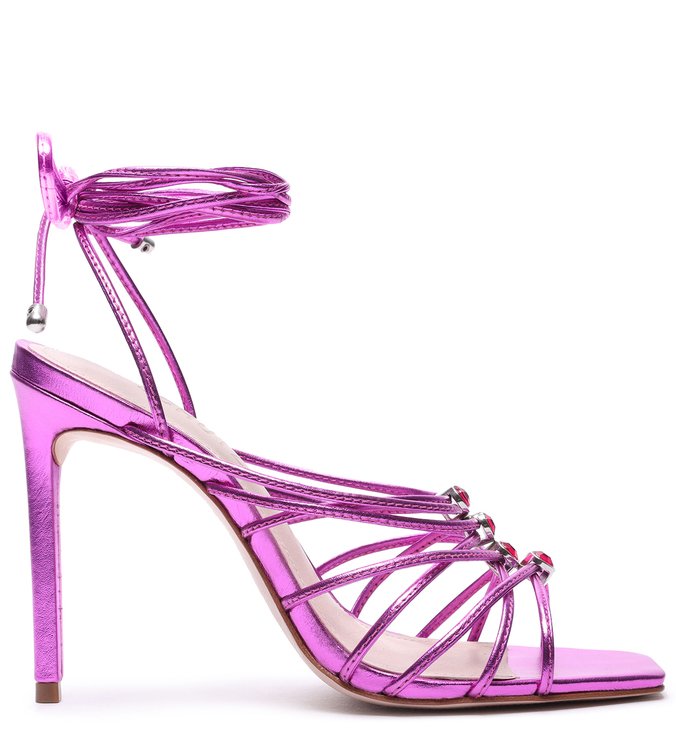 Sandália Strings Lace-Up Metalizada Roxa