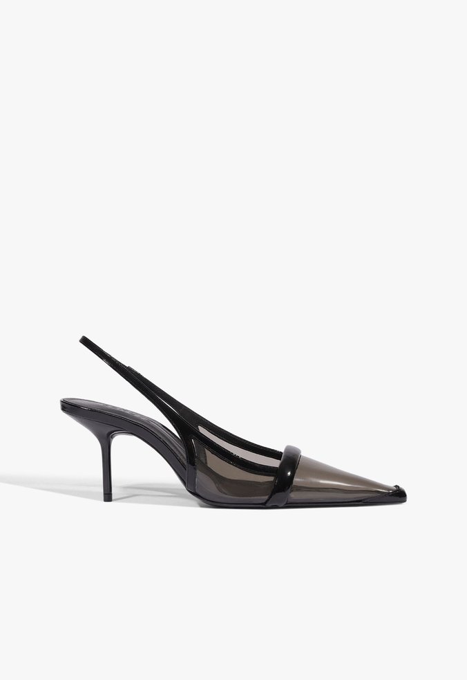 Scarpin Slingback Salto Médio Bico Fino Preta