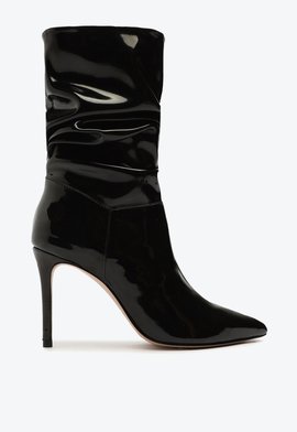 Bota Salto Alto Basic Verniz Slouchy Preta