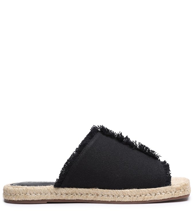 Sandália Rasteira Espadrille Destroyed Preta