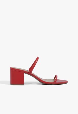 Mule Block Heel Straps Vermelho