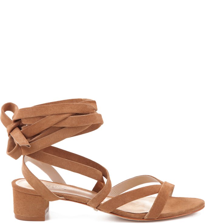 Sandália Salto Bloco Lace Up Bamboo