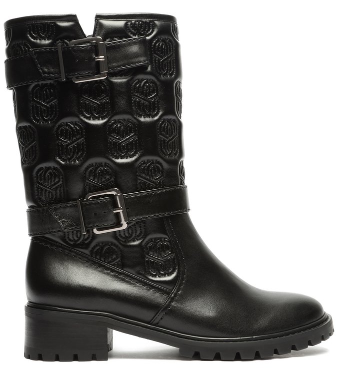 Bota Emblem Cano Médio Couro Preta