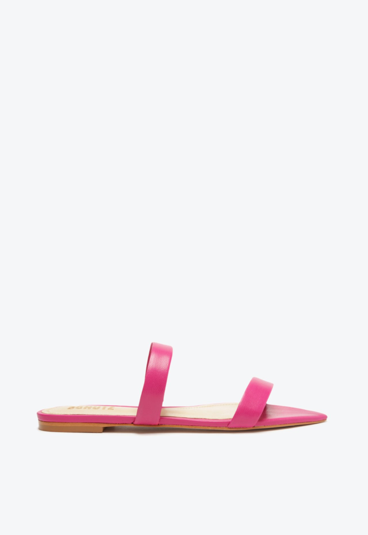 Sandália Rasteira Folha Couro Rosa | Schutz