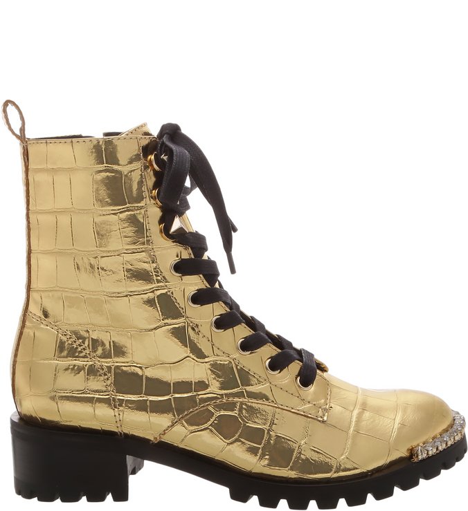 Coturno Croco Metalizado Dourado