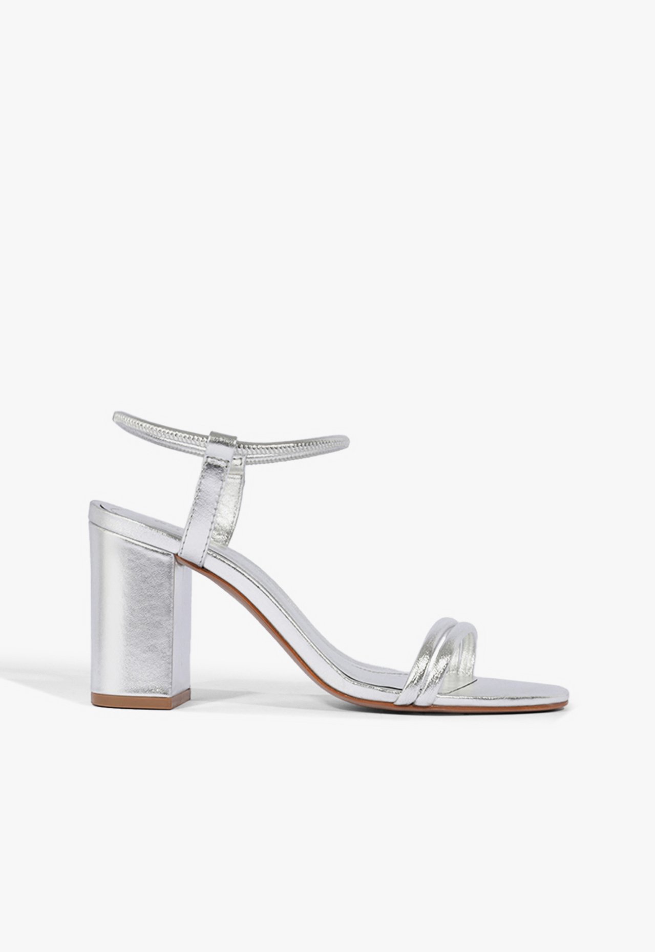 Sandália Gimenez Salto Bloco Médio Prata | Schutz