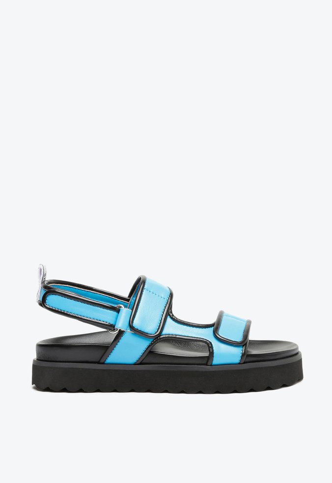 Sandália Papete Velcro Flatform Azul