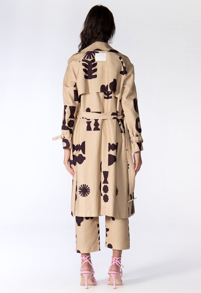 Casaco Trench Coat Camila Artsy Sarja Bege E Preto | Schutz