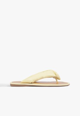 Rasteira Aurea Casual Couro Amarelo