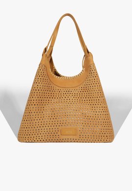 Bolsa Maxi Tote Camurça Vazada Marrom Clara