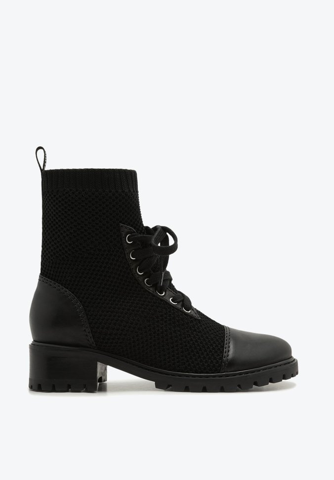 Bota Coturno Bel Knit Preta