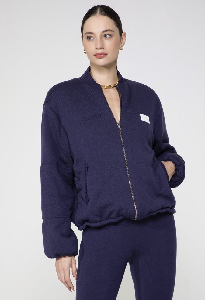 Jaqueta Puffer Tricô Kira Azul Escura