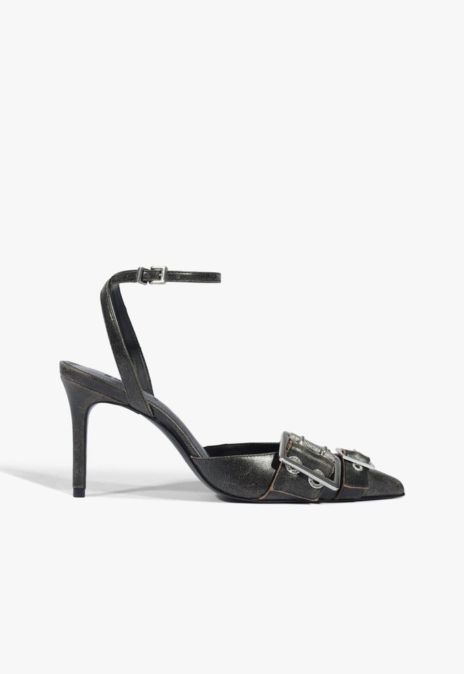 Slingback Marien Couro Marrom Escuro