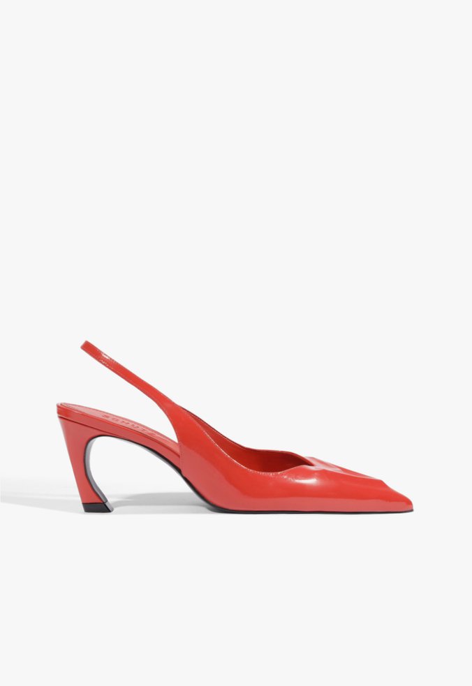 Scarpin Slingback Scarlet Couro Vermelho