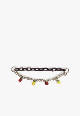 Corrente Pingentes Frutas Multicolorido Marrom