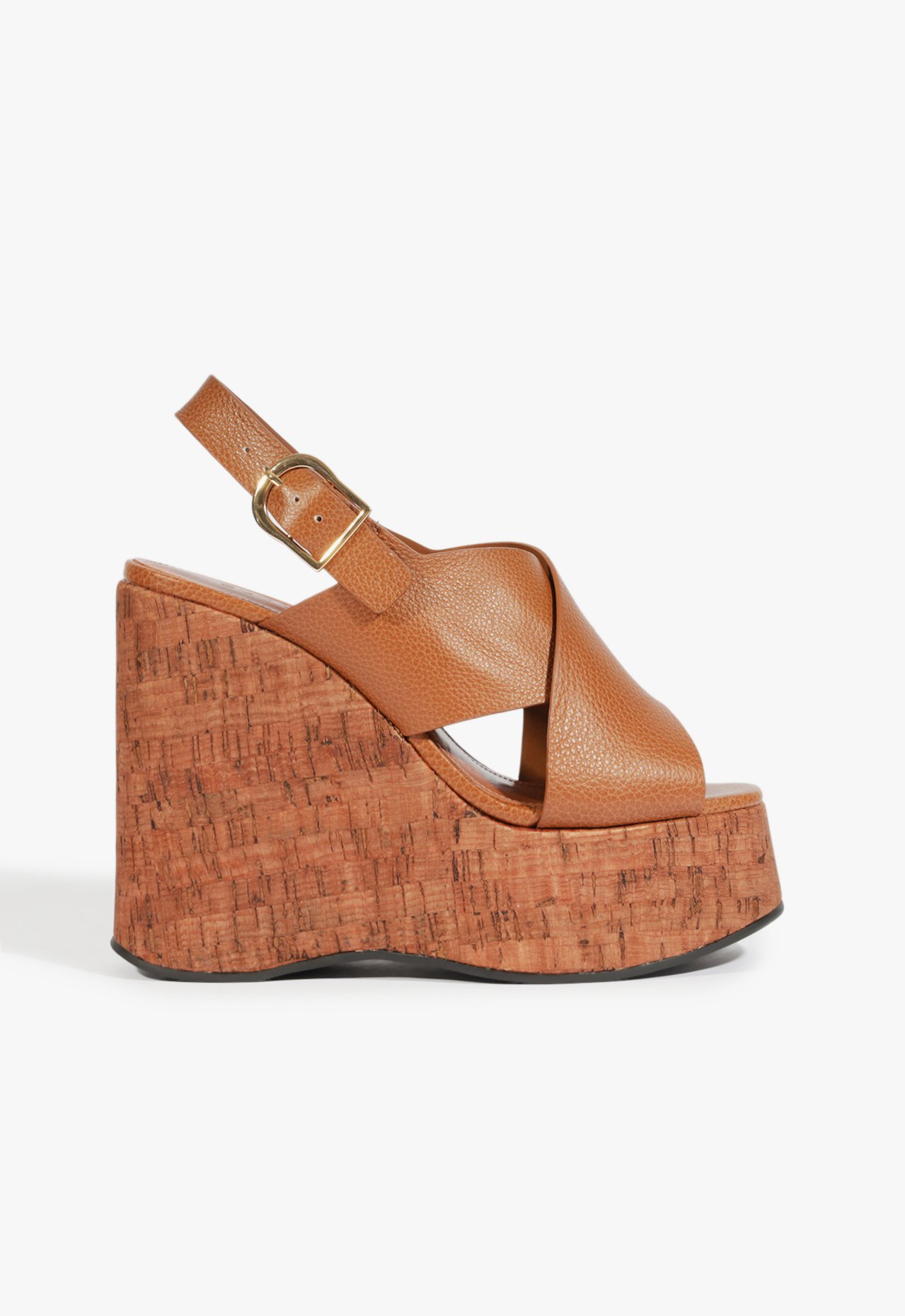 Sandália Anabela Couro X Marrom | Schutz