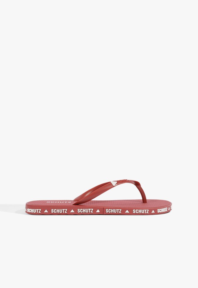 Sandália Rasteira Schutz Logo Vermelho