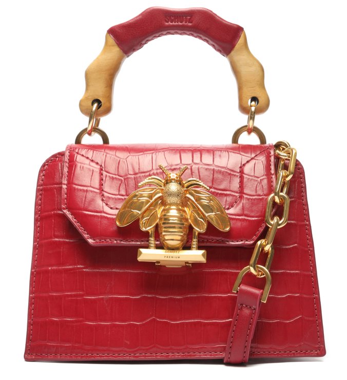Bolsa Tiracolo Pequena Believe Croco Vermelha