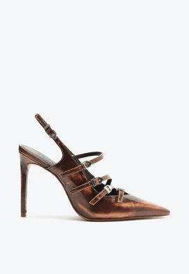 Slingback Veronica Pump Couro Marrom