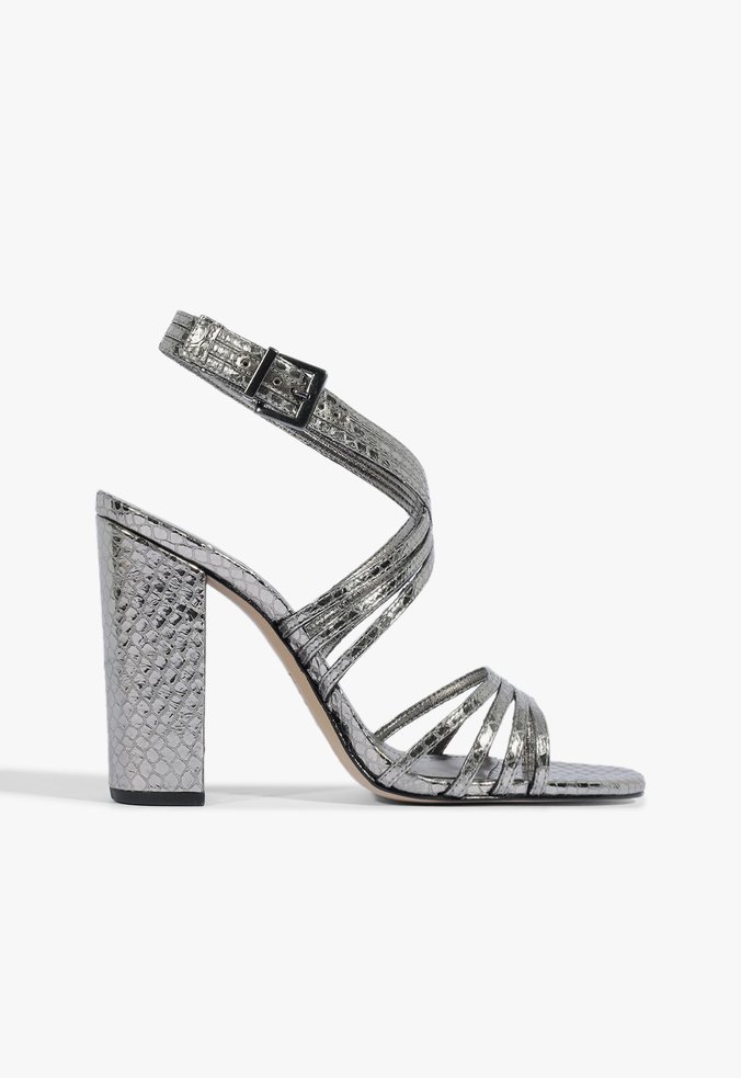Sandalia Bloco Snake Prata