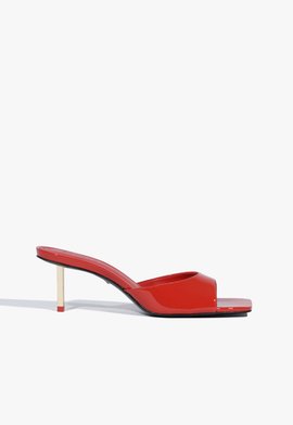 Mule Salto Pino Couro Vermelha