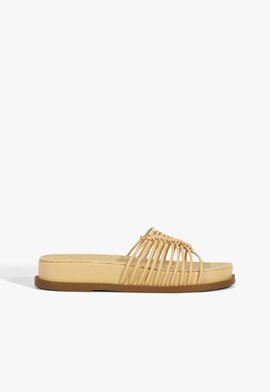 Papete Rasteira Couro Bege