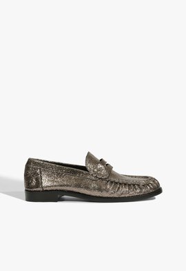 Mocassim Tyche Couro Prateado