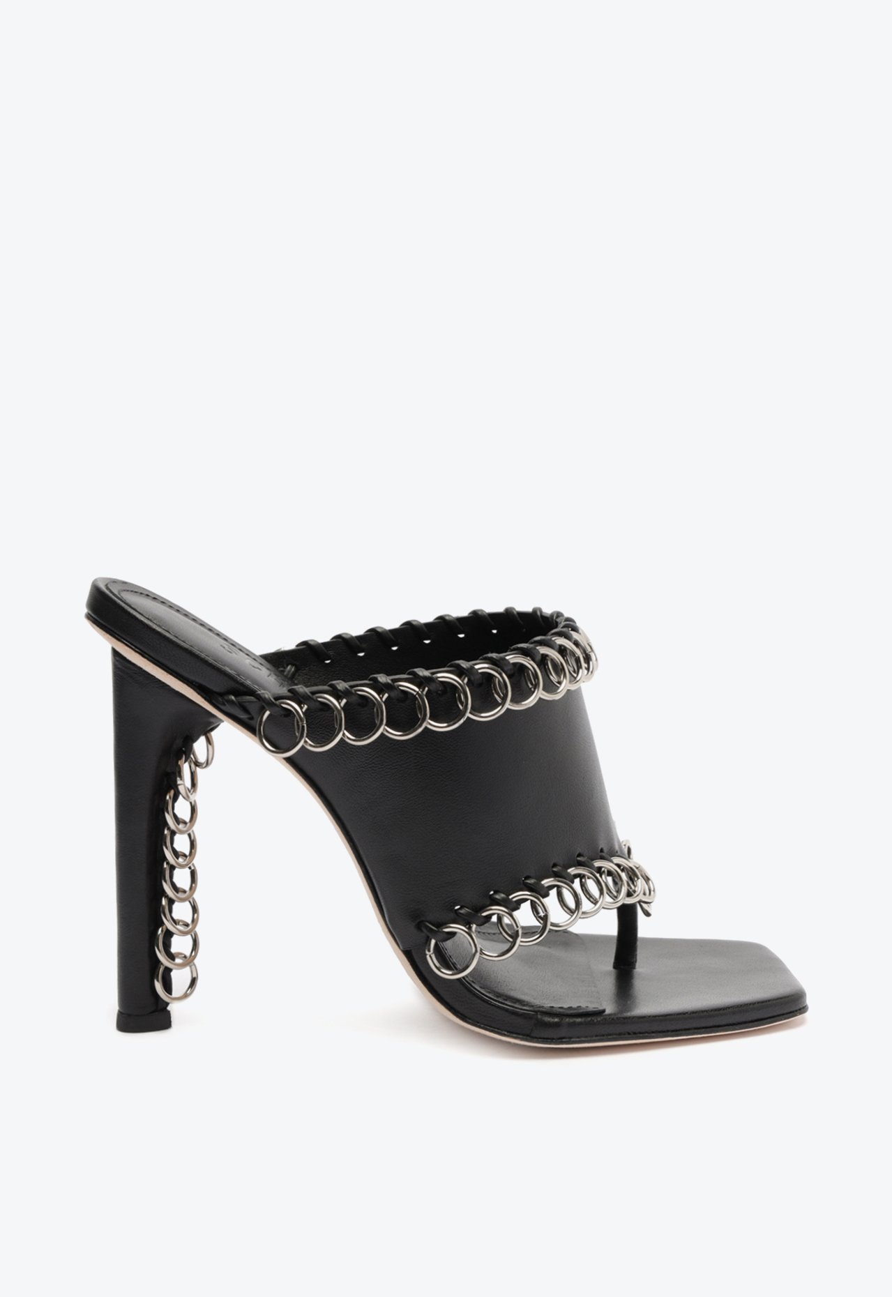 Tamanco Salto Alto Couro Metal Preta | Schutz