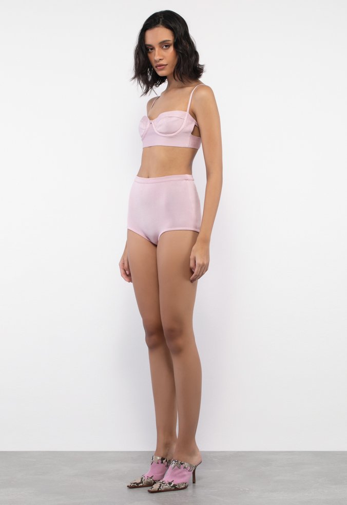 Hot Pant Lelia Tricô Rosa