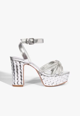 Sandália Salto Alto Tressê Prata